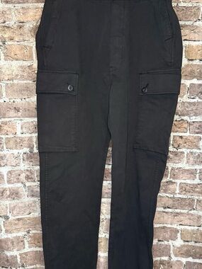 DSTLD Black Cargo Pants with Button-Flap Pockets